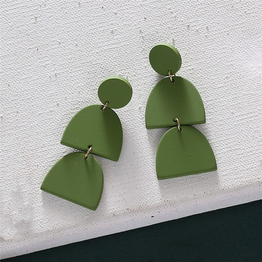 Forest Green Double Layer Rounded Earring