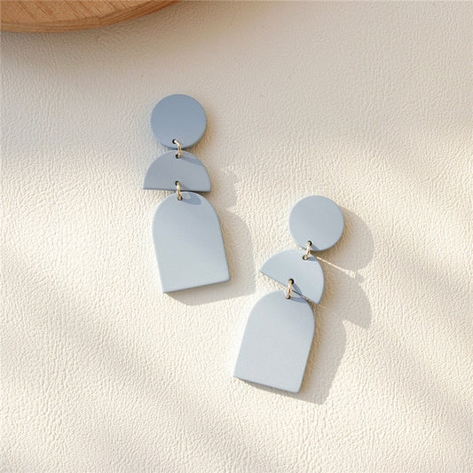 Blue Geometric Drop Earring