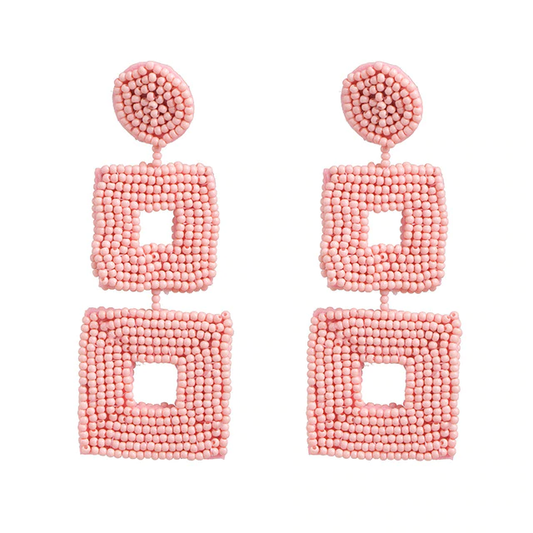 Pink Beaded Double Layered Earring