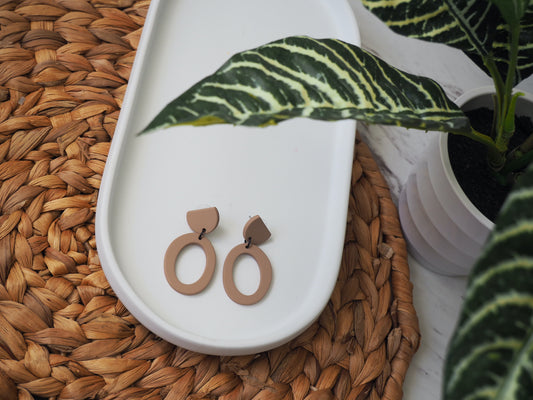 Tan Abstract Circle Earring