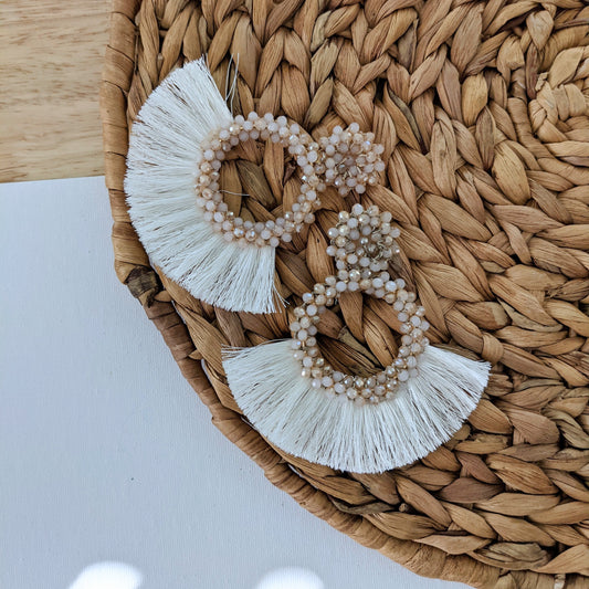 Circle Beaded Fringe Earring