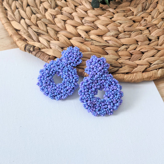 Periwinkle Beaded O Shaped Earring