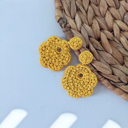 Yellow Flower Beaded Earring